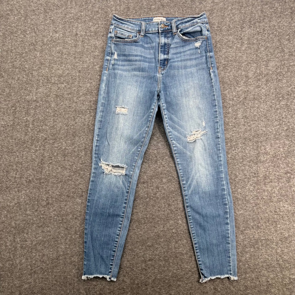 Studio Blue Womens High Rise Distressed Skinny Jeans Blue Size 29 Raw hem
